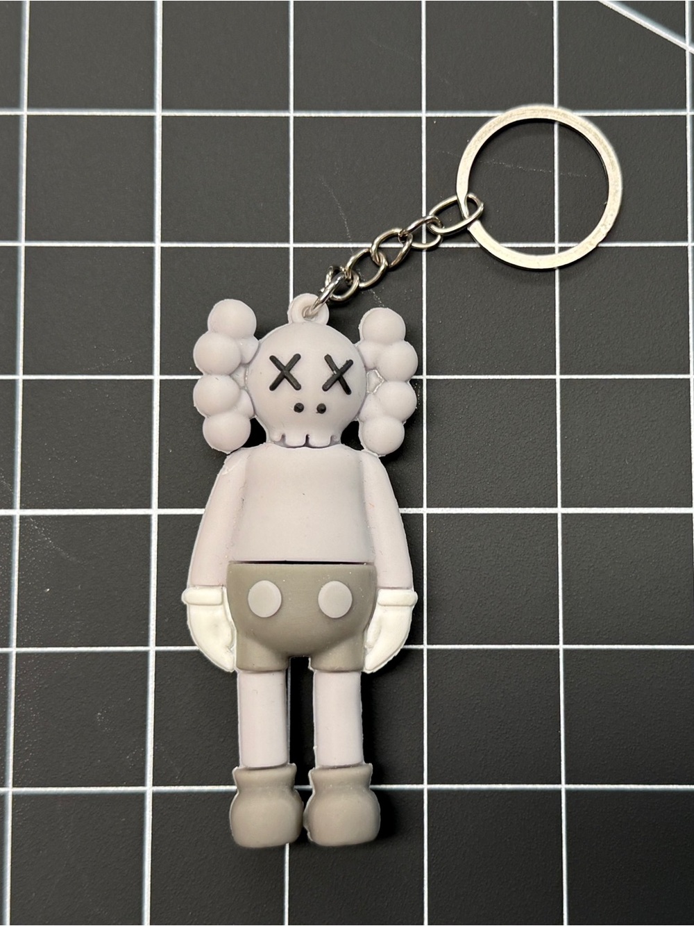 KAWS Companion Keychain / Keyring - Grey Cartoon Figure